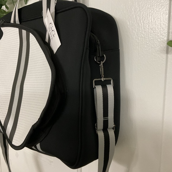 COCO STATE. Black and White Tote Bag with Stripes - Picture 5 of 8